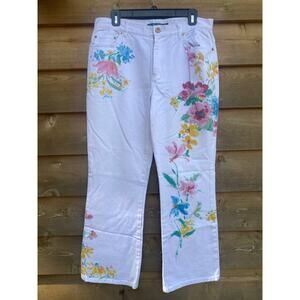 Lauren Jeans Co. Ralph Lauren white painted floral crop jeans